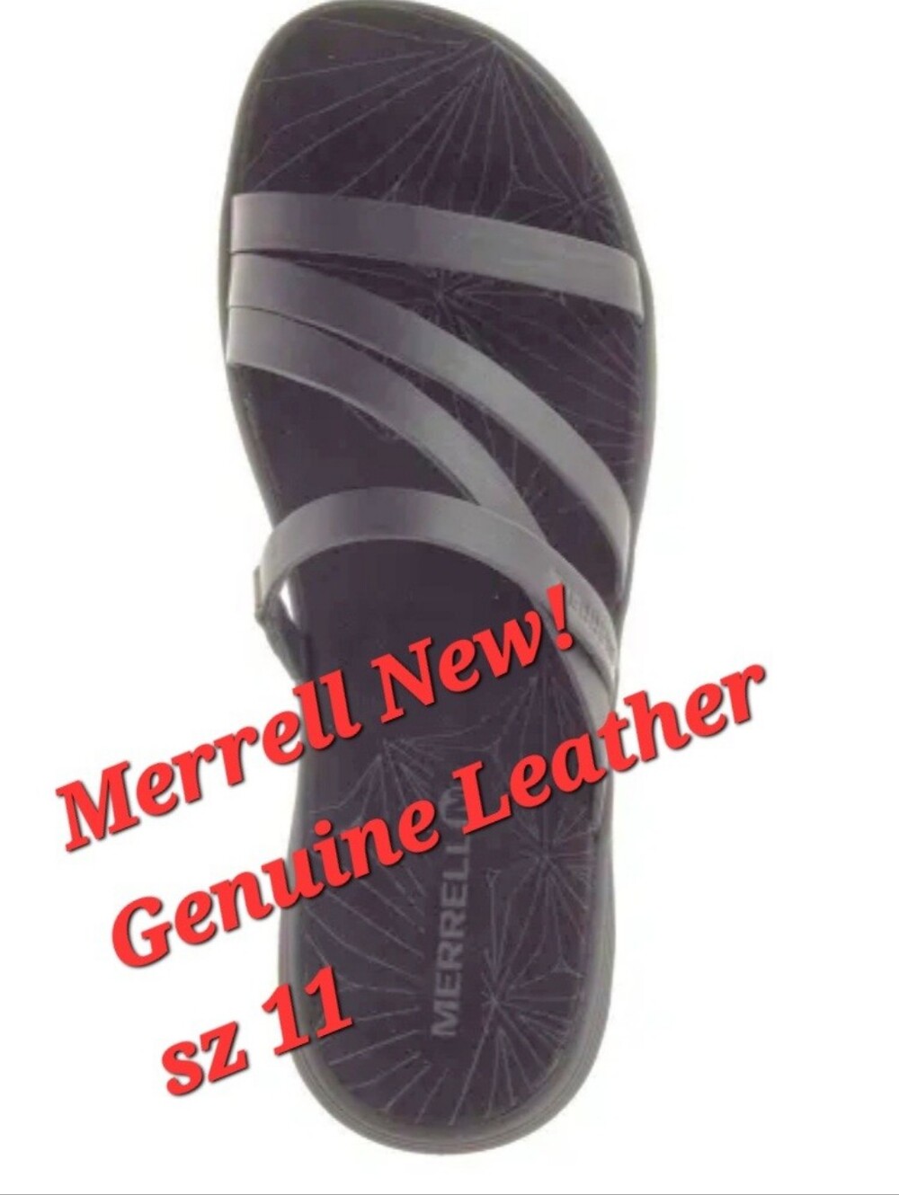 Merrell Black Leather Multi-Strap Slide NEW!! SX 11